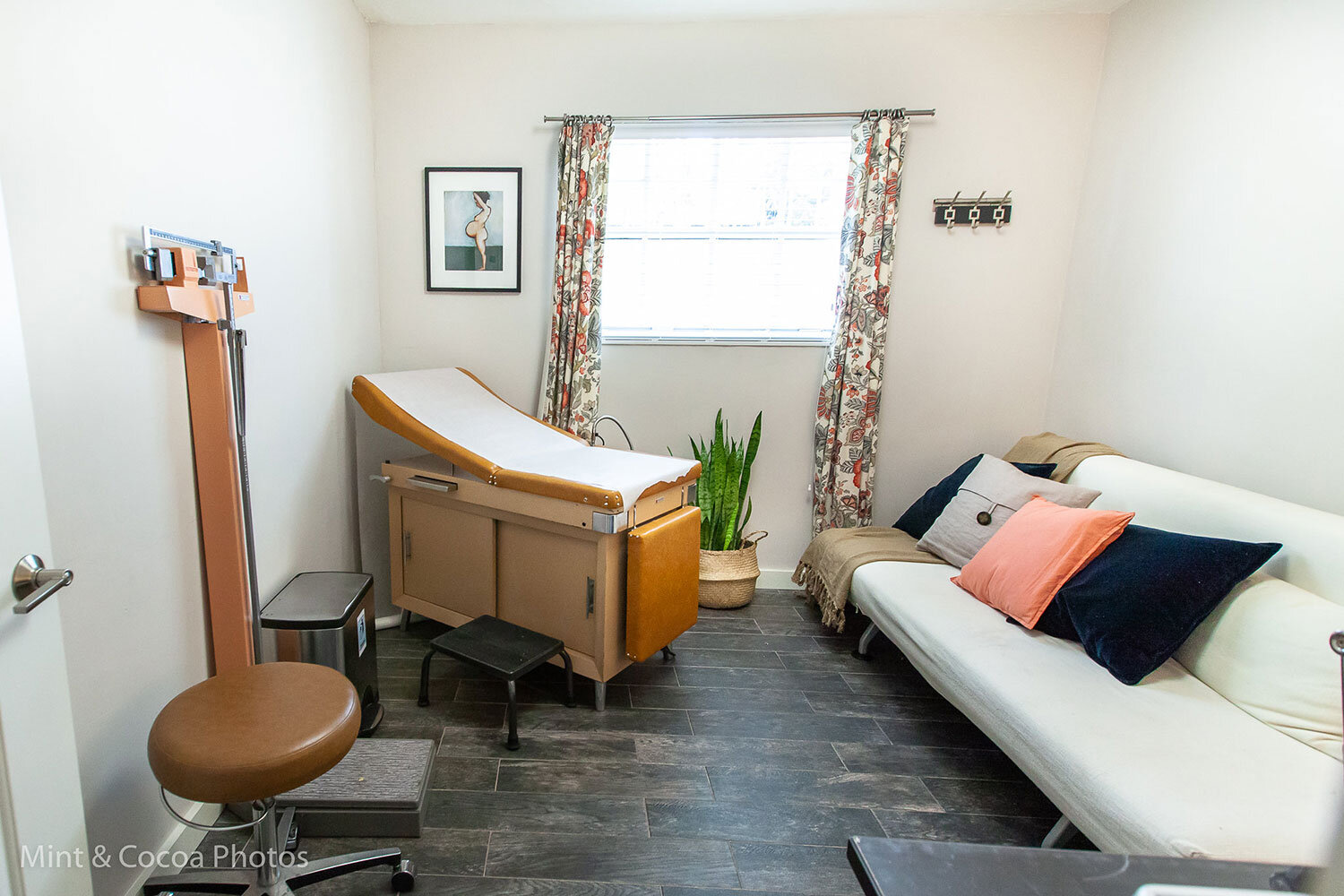 Inside one of the patient care rooms at Magnolia Birth House