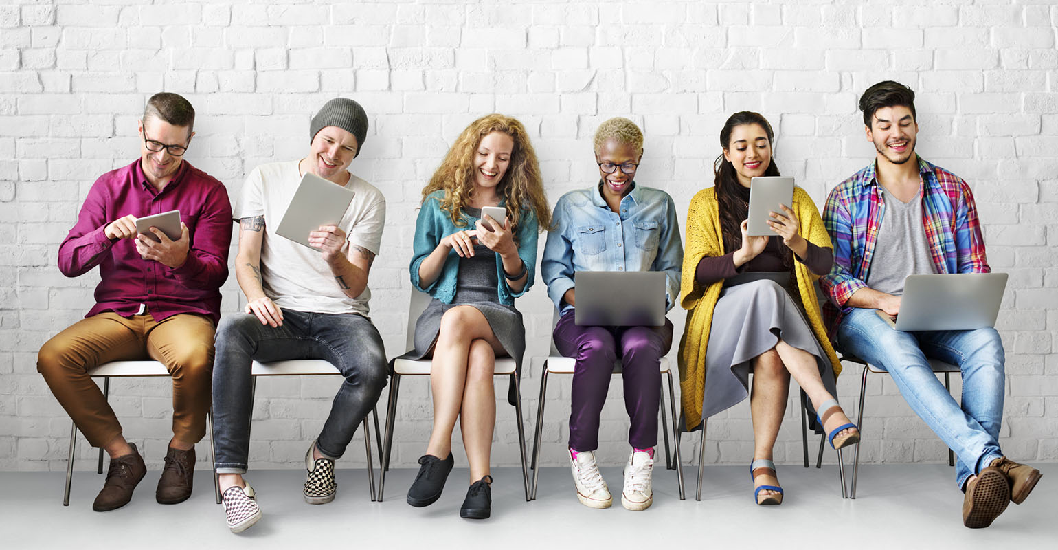 Millennials using tech