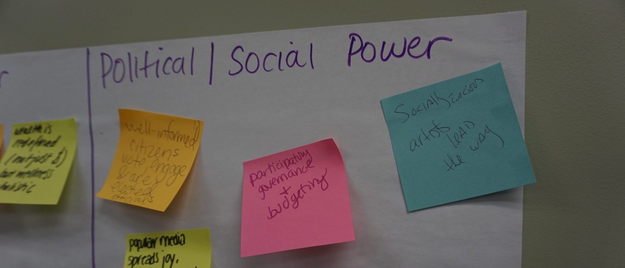 Idea board with sticky notes and 