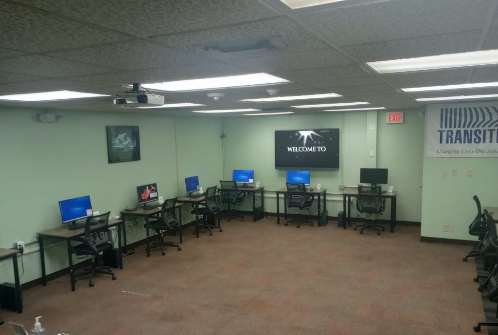 Pictured: Transition's Inc.'s computer lab with desktops purchases with OFB Funding