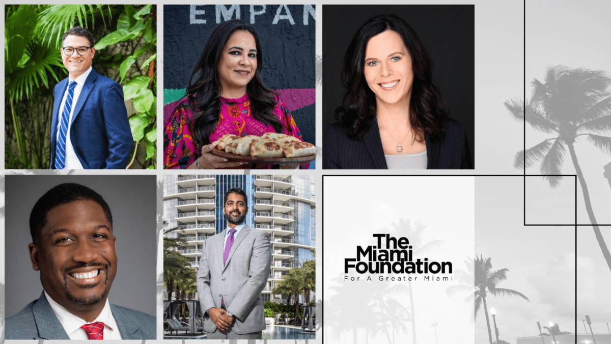 The Miami Foundation Leadership - Aaron Gordon, Pilar Guzman, Grace Mead, Rodrick Miller and Nitin Motwani